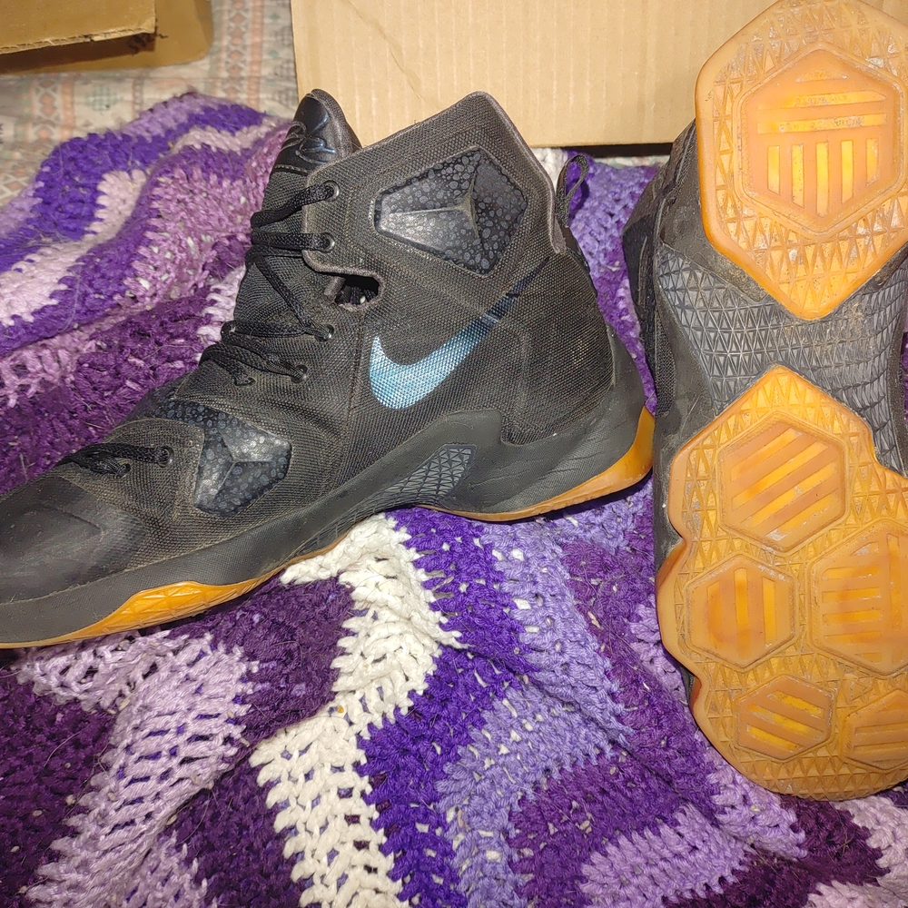 Nike Black and Orange High-Top Sneakers